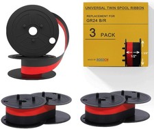 3 Pack Universal Calculator Ribbons for Sharp, Casio, Nukote  Black/Red picture