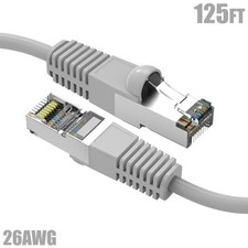 125FT Cat5E RJ45 Network LAN Ethernet FTP Shielded Patch Molded Cable 26AWG Gray picture