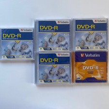 5x DVD-R, Blank Recordable DVD Discs, 8x, 4.7gb, 120min, Verbatim, New & Sealed picture