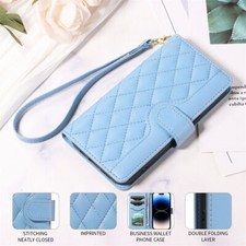 Luxury Leather Strap Grid Wallet Cover Case For A50 A70 A41 A10 A12 A32 A52 A42 picture
