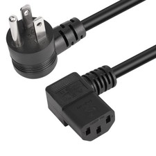 90 Degrees 3 Prong AC to IEC320 C13 Power Cord, 10A 125V Up Angle NEMA 5-15P ... picture
