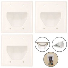 3x 2-Gang Recessed Wall Plate Low Voltage Audio Video Cable Pass Through White picture