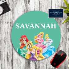 DISNEY PRINCESSES PETS PERSONALIZED NAME CUSTOM ROUND MOUSE PAD DESK MAT PC GIFT picture