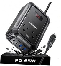 200W Car Power Inverter DC 12V to 110V AC Inverter with PD 65W/30W USB C Black picture