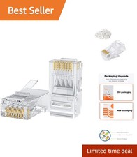 Transparent Cat6 RJ45 Crimp Connectors 100 Pack for Solid & Stranded Cable picture