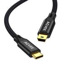 AGVEE 2 Pack 1ft USB-C to Mini USB Cable, Mini-B 5-Pin Data 1ft+1ft, Black picture