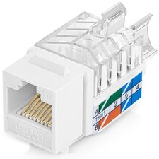 Everest 45° Angled RJ45 Cat6 Keystone Jacks 50-Pack in White - Slim Profile picture