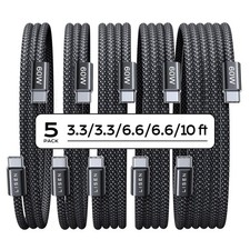 LISEN USB C to USB C Cable 5 Pack Fast Charging Braided 3.3 6.6 10FT 60W picture