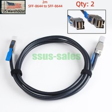 2PCS 2m SFF-8644 to SFF-8644 Mini SAS HD Cable 12 Gb/s External SAS 3.0 Data US picture