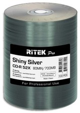 100-Pak Ritek PRO Shiny-Silver Top 52X 80-Min CD-R's in Tapewrap picture