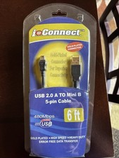 I Dot Connect USB 2.0A to Mini B 5-pin Cable 6 ft.  480 Mbps picture