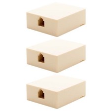 3 Pcs 1-Port RJ11 6P4C Jack Telephone Phone Line Wall Surface Mount Box Ivory picture