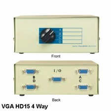 KNTK 4-Way HD15 VGA Manual Data Switch Box 15 Pin Rotary for PC Monitor Display picture