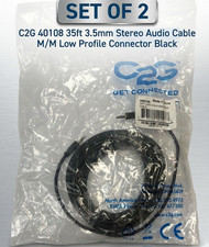 C2G 40108 35ft 3.5mm Stereo Audio Cable M/M Low Profile Connector Black Set of 2 picture