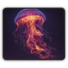 Fiery Jellyfish Gaming Mouse Pad | Neon Ocean, Glowing Marine Art picture