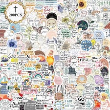 200 PCS Christian Bible Verse Jesus God Stickers - Waterproof Vinyl Colorful picture