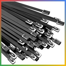 Heavy Duty Metal Cable Ties 304 Stainless Steel 23.6 Inch Black 30 PCS Self Lock picture