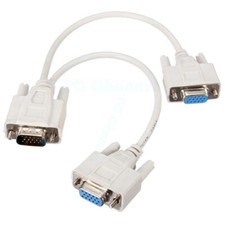 VGA 1 To 2 Splitter Cable SVGA Monitor LCD Dual Monitor Mirror Screen US picture