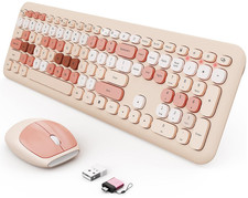 Wireless Keyboard and Mouse Combo, Cute Retro Typewriter, 2.4GHz USB + Type-C picture
