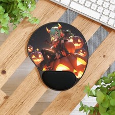 Mouse Pad With Wrist Rest Halloween pumpkin demon anime girl picture