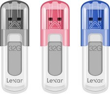 Lexar 32GB 3-Pack JumpDrive V100 USB 3.2 Gen 1 Flash 32GB, Gray, Pink, Blue  picture