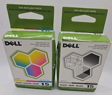 Genuine Dell Ink Series 15 Black (WP322)  And Color (UK852) OEM Original NIB picture