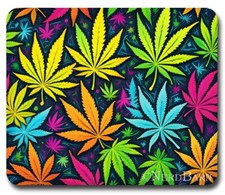 WEED CANNABIS Marijuana Psychedelic 420 High ~ Mouse Pad / PC Mousepad Cool Gift picture