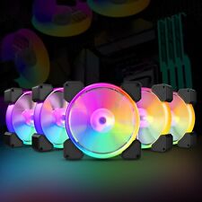 5Pack Black Frame 120mm RGB LED PC Computer Case Cooling Fan Quiet Colorful picture