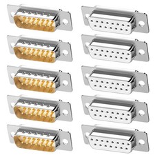 10 PCS DB15 RS232 Serial DSUB Solder Cup Connectors Gold Plated 15Pin Coupler picture