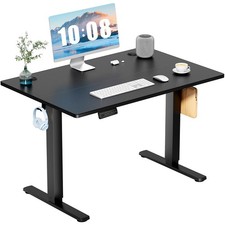 Electric Standing Desk 40 Inch Height Adjustable Memory Presets White DUMOS Work picture