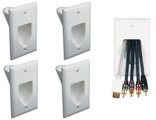 4 x 1-Gang Recessed Low Voltage Feed Through HDMI Audio Wall Cable Plate White picture