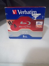 Verbatim BD-RE 25GB Rewritable Blu-ray Discs 5 Pack New Sealed HardCoat picture