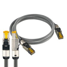 Hi-End Pure Silver Cord CAT8 Ethernet Network 40Gbps 2000MH RJ45 Patch Cable NEW picture