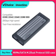 UnionSine 20Gbps 10Gbps M.2 PCIE SSD Case Dual Protocol M.2 to USB Type C 3.1 SS picture