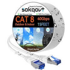 Cat 8 Ethernet Cable Slim 15ft Outdoor&Indoor, Pure Copper Cat8 Internet Cabl... picture