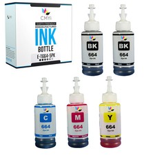 5PK Replacement Ink Bottles for Epson 664 2 Black 1CMY Combo Packs Expression ET picture