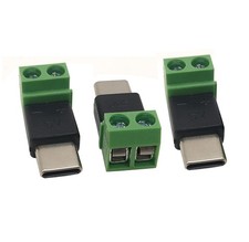 Qaoquda 3Pack USB Type C Male to 2 Pin Screw Terminal Solderless Bolt Green picture