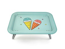 17x12 Inch Mint Green Ice Cream Metal Lap Desk Serving Bed Tray Foldable Legs picture