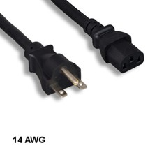 Kentek 3' ft 14 AWG Power Cord NEMA 6-15P to IEC-60320 C13 15A/250V SJT Black picture