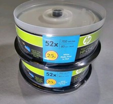 NEW Lot Of Two 25 Pack HP CD-R Discs 700 MB 80 Min 52x Speed Pack FACTORY SEALED picture