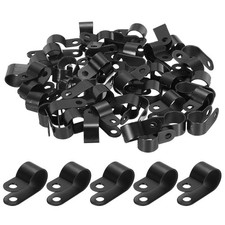 Nylon Plastic Cable Clamps 1/2 Inch, 100 Pcs R-Type Cable Clips, Black picture