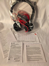 Poly Blackwire 3320 USB-A Wired Stereo Headset Noise Cancel Boom Mic Black/Red picture