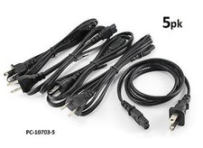5-PACK 3ft 2-Prong Figure-8 Replacement Non-Polarized Computer Power Cord Cable picture