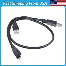 1.6ft USB-A Male Micro USB 3.0 Y Cable Cord for Toshiba External Hard Drive Disk picture