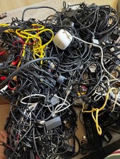 100 LB + HUGE LOT OF MISC PC COMPUTER CABLES CHARGERS OTHER ELECTRONICS picture