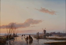 Landscape painting classic art windmill clouds ice Custom Gaming Mat Desk picture
