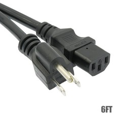 6ft 3-Conductor 14AWG NEMA 5-15P to IEC320 C13 PC Monitor AC Power Cord Cable picture
