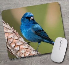 Indigo Bunting ~ Mouse Pad / PC Mousepad ~ Bird Watching Feeder Birding Gift picture
