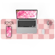 Pink Checkered Desk Mat, 31.5