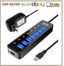 Powered USB Hub 3.0, Atolla 7-Port USB Data Hub Splitter with One Smart Charg... picture
